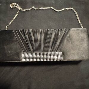 Elegant Black Clutch with Silver Accents